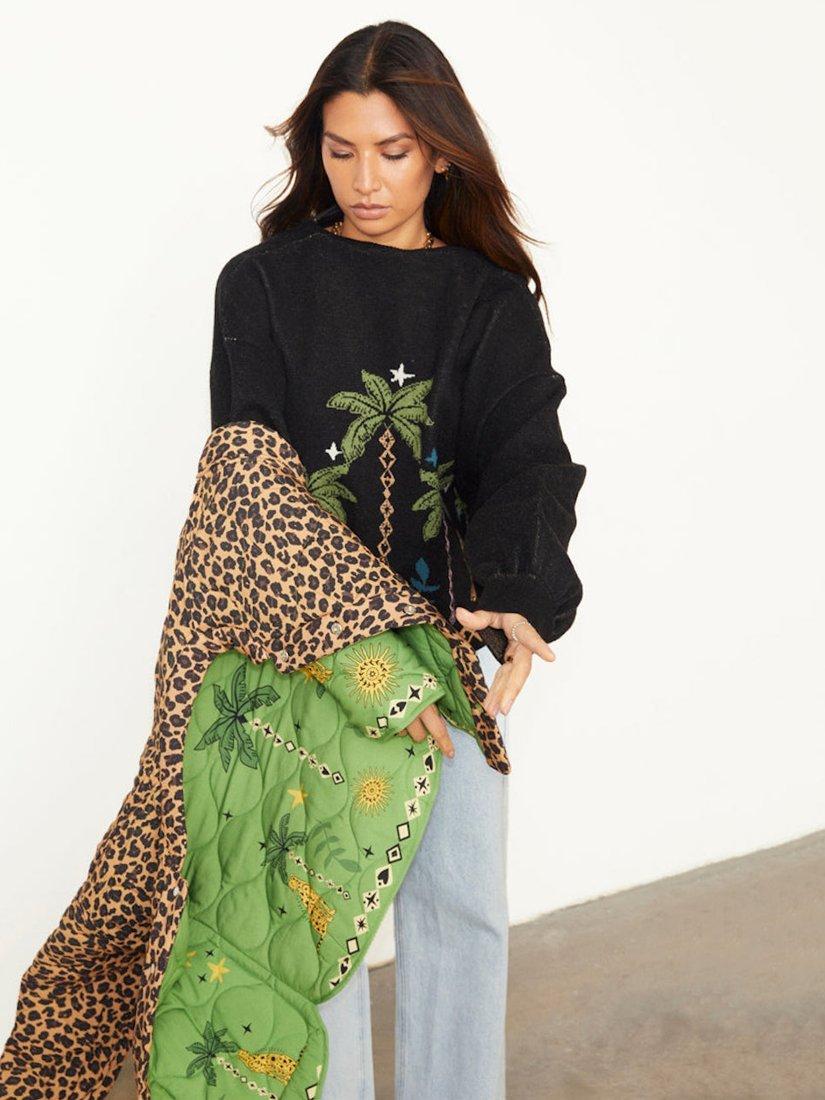 Product image 3 of 11, which shows Never Fully Dressed Wild Jungle Quilted Jacket, Green, S