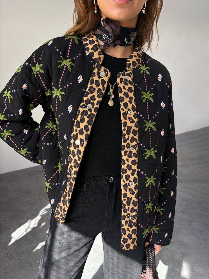 Product image 2 of 6, which shows Never Fully Dressed Havana Reversible Quilted Jacket, Pink, S