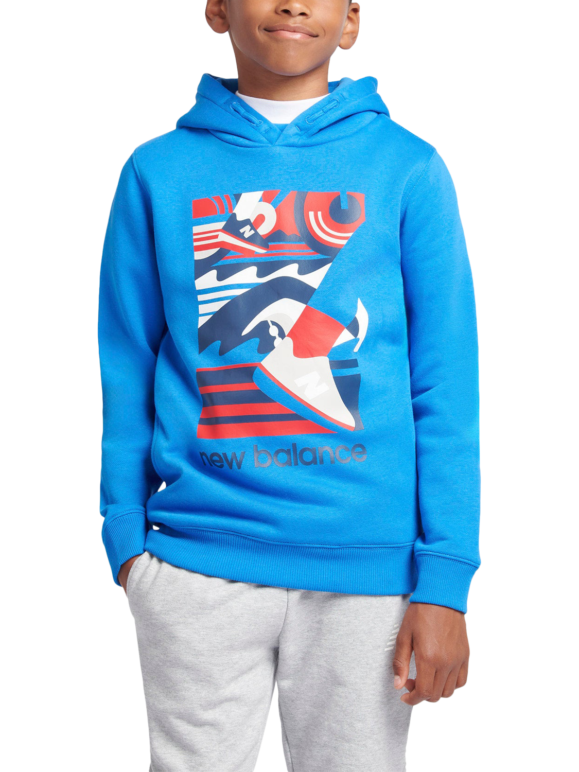 Product image 1 of 9, which shows New Balance Kids' Greatest Hits Graphic Hoodie, Blue Oasis, 7-8 years