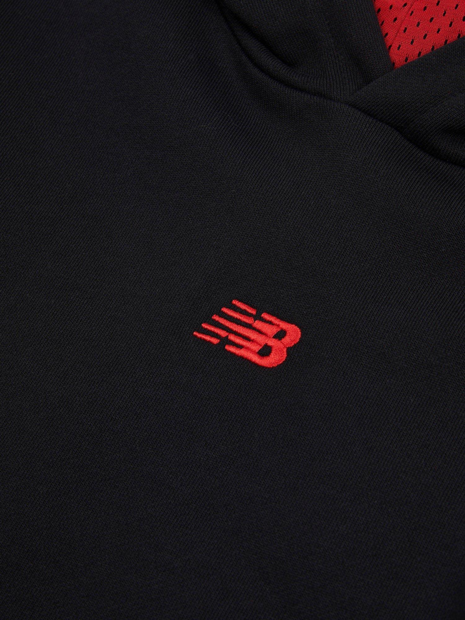 Product image 3 of 4, which shows New Balance Kids' Hoops Mesh Logo Hoodie, Caviar, 7-8 years