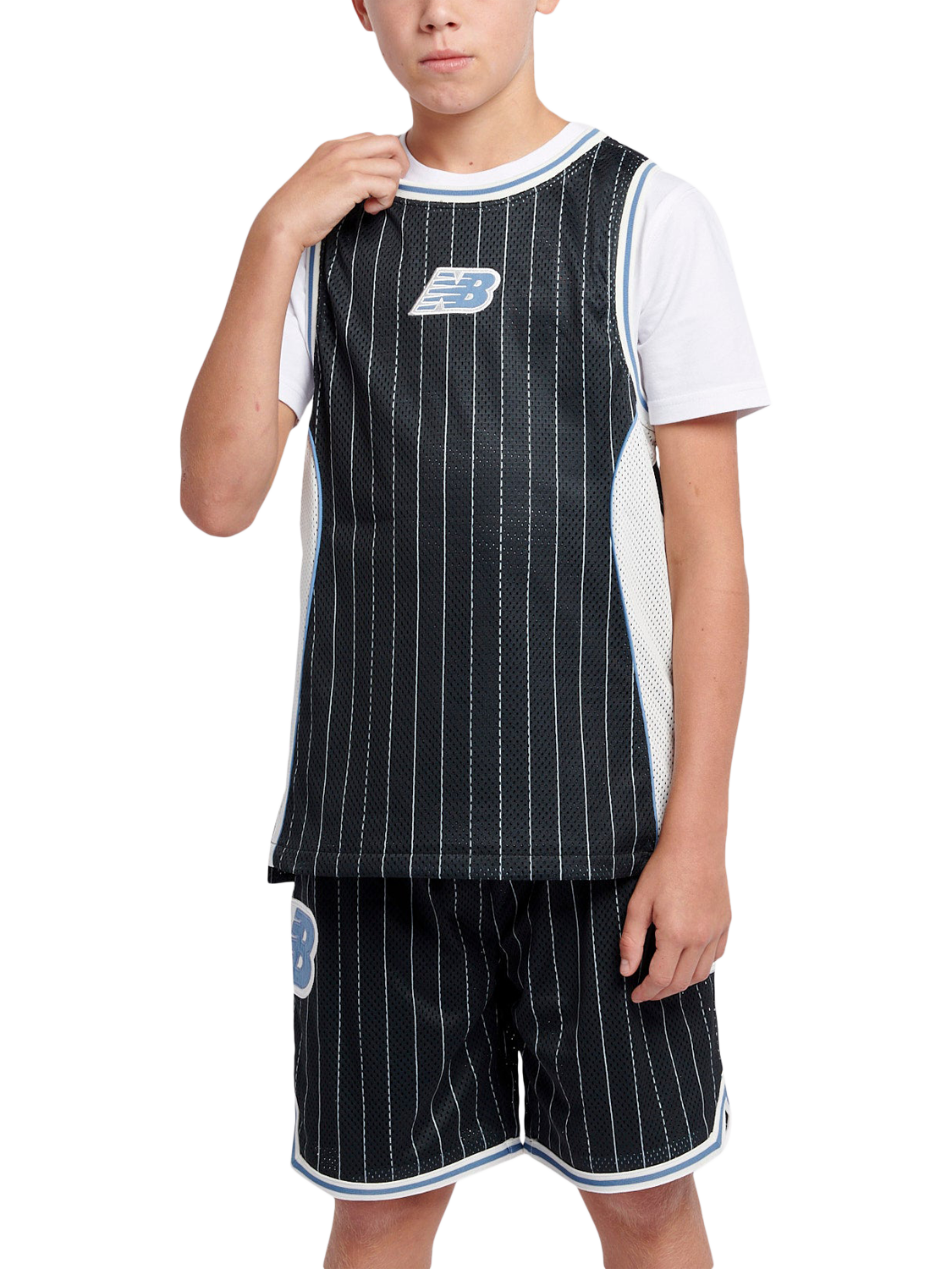 Product image 1 of 11, which shows New Balance Kids' Hoops Vest Top, Caviar, 7-8 years