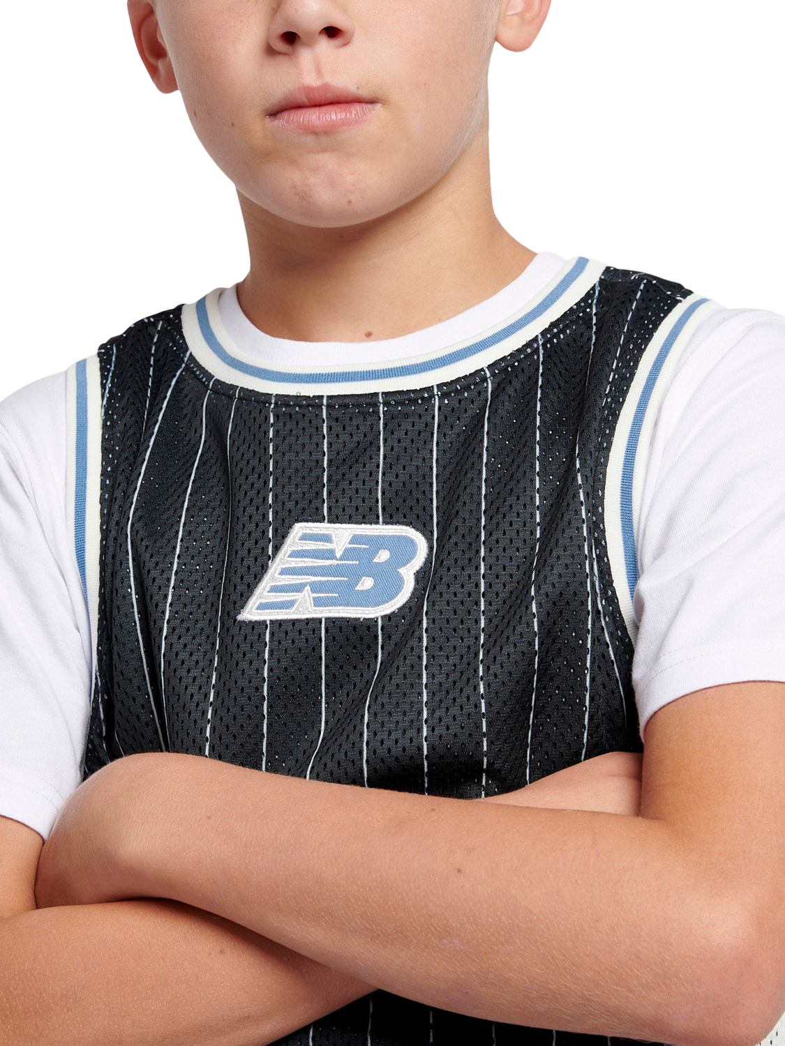 Product image 4 of 11, which shows New Balance Kids' Hoops Vest Top, Caviar, 7-8 years