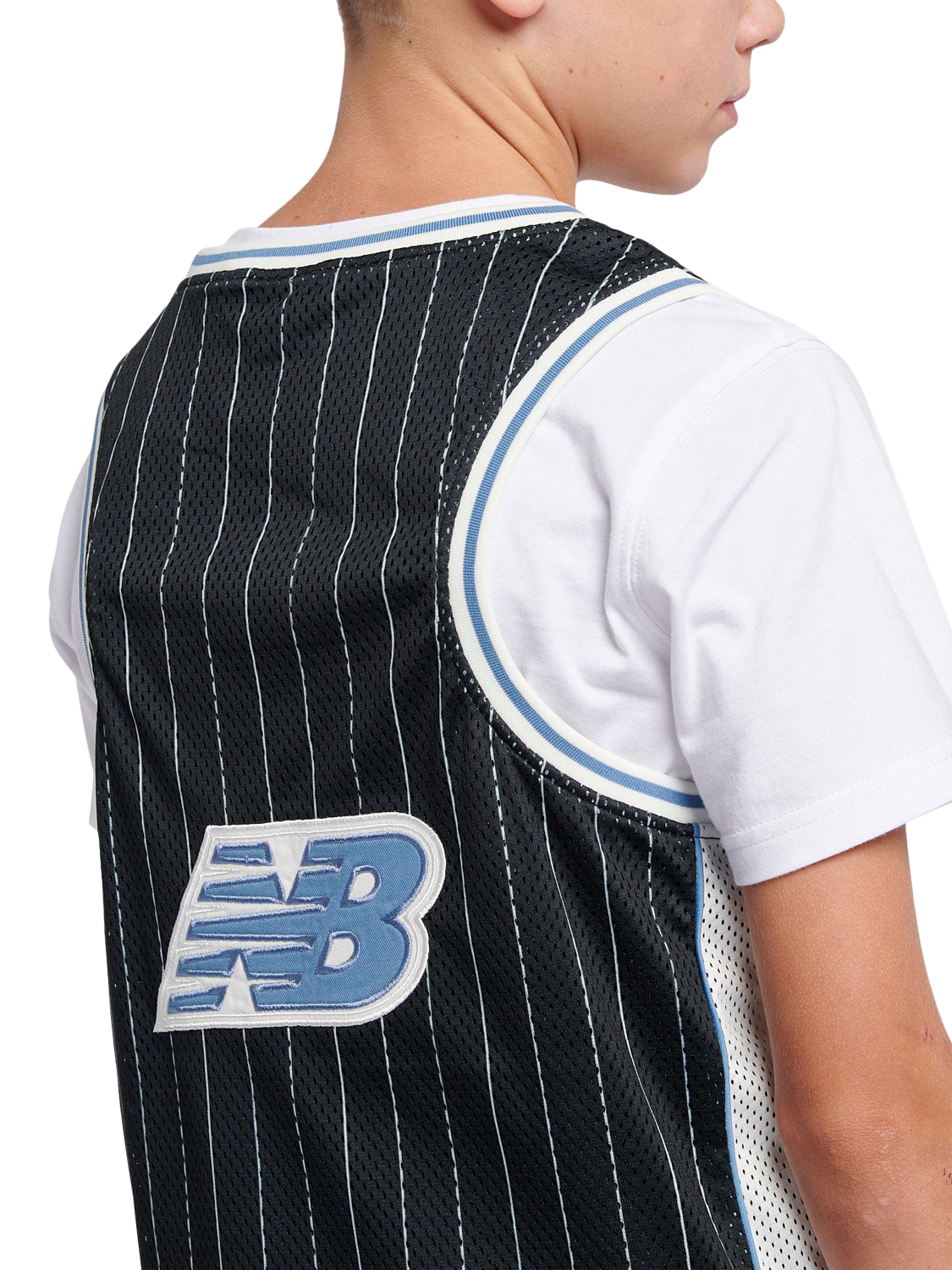 Product image 6 of 11, which shows New Balance Kids' Hoops Vest Top, Caviar, 7-8 years