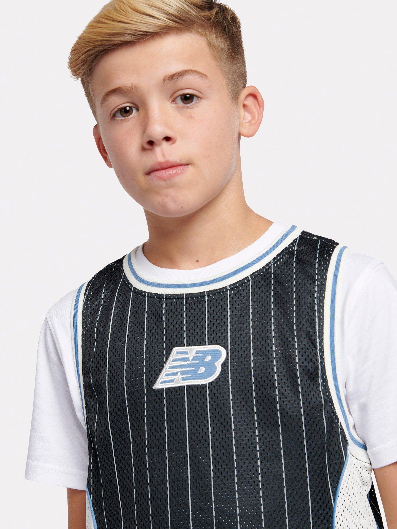 Product image 7 of 11, which shows New Balance Kids' Hoops Vest Top, Caviar, 7-8 years
