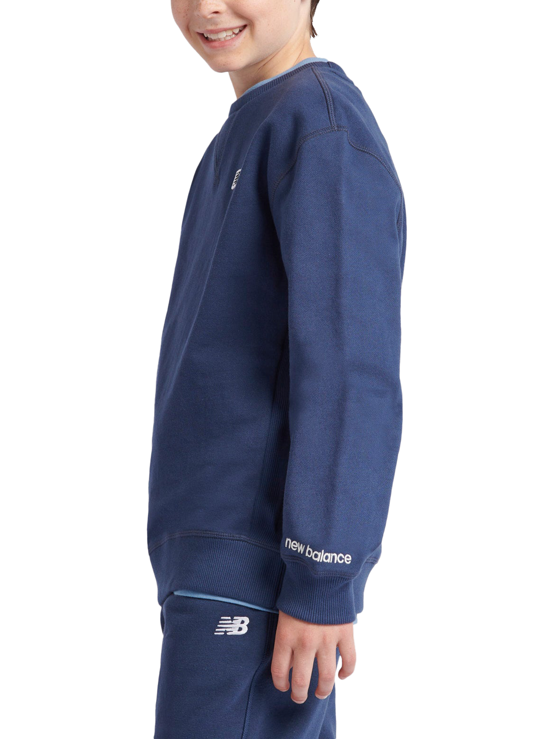Product image 2 of 10, which shows New Balance Kids' Premium Crew Neck Sweatshirt, Navy, 7-8 years