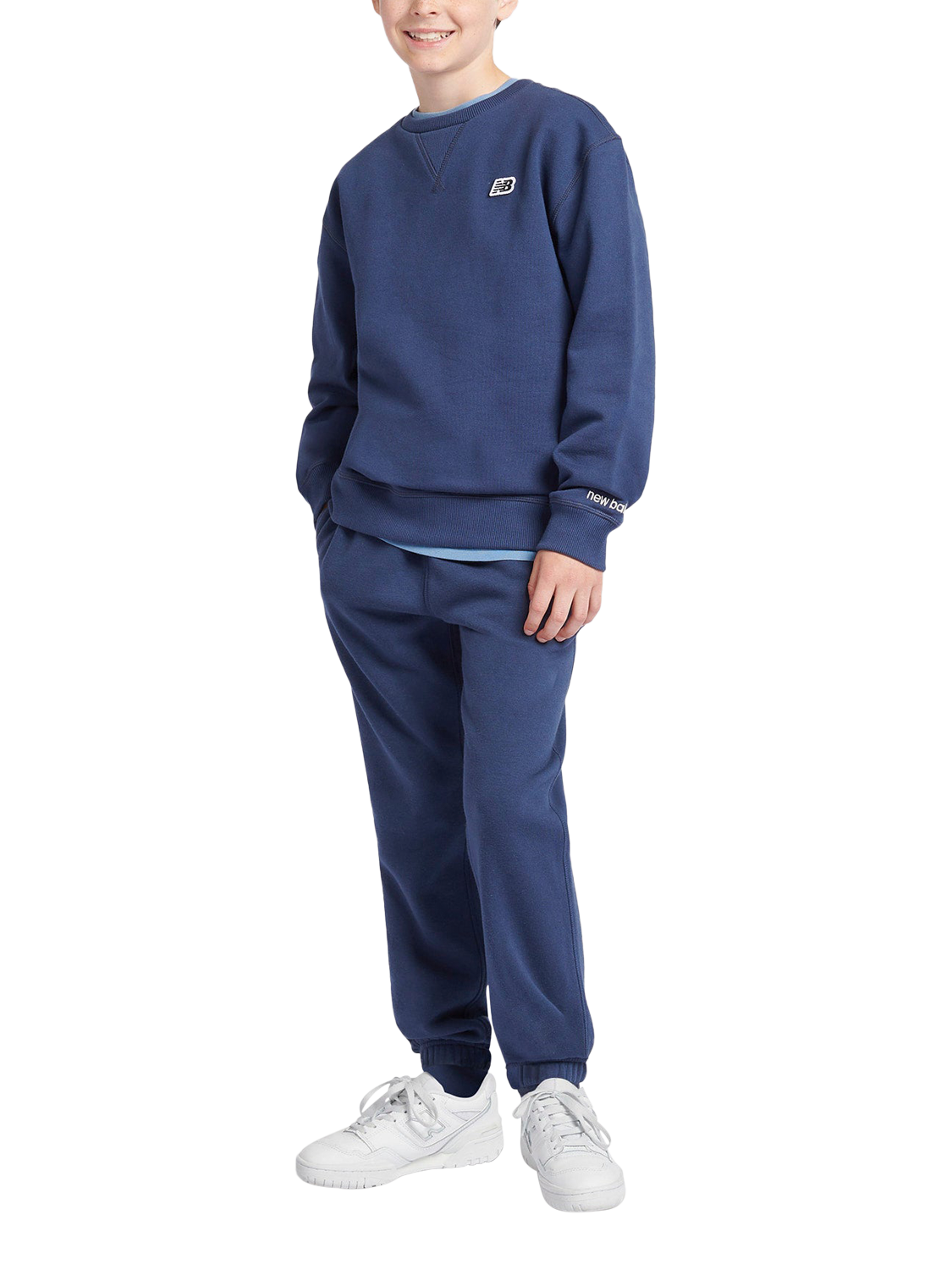 Product image 6 of 10, which shows New Balance Kids' Premium Crew Neck Sweatshirt, Navy, 7-8 years