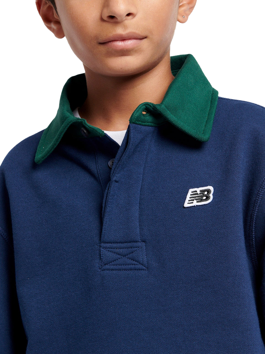 Product image 4 of 10, which shows New Balance Kids' Premium Rugby Shirt, Navy, 7-8 years