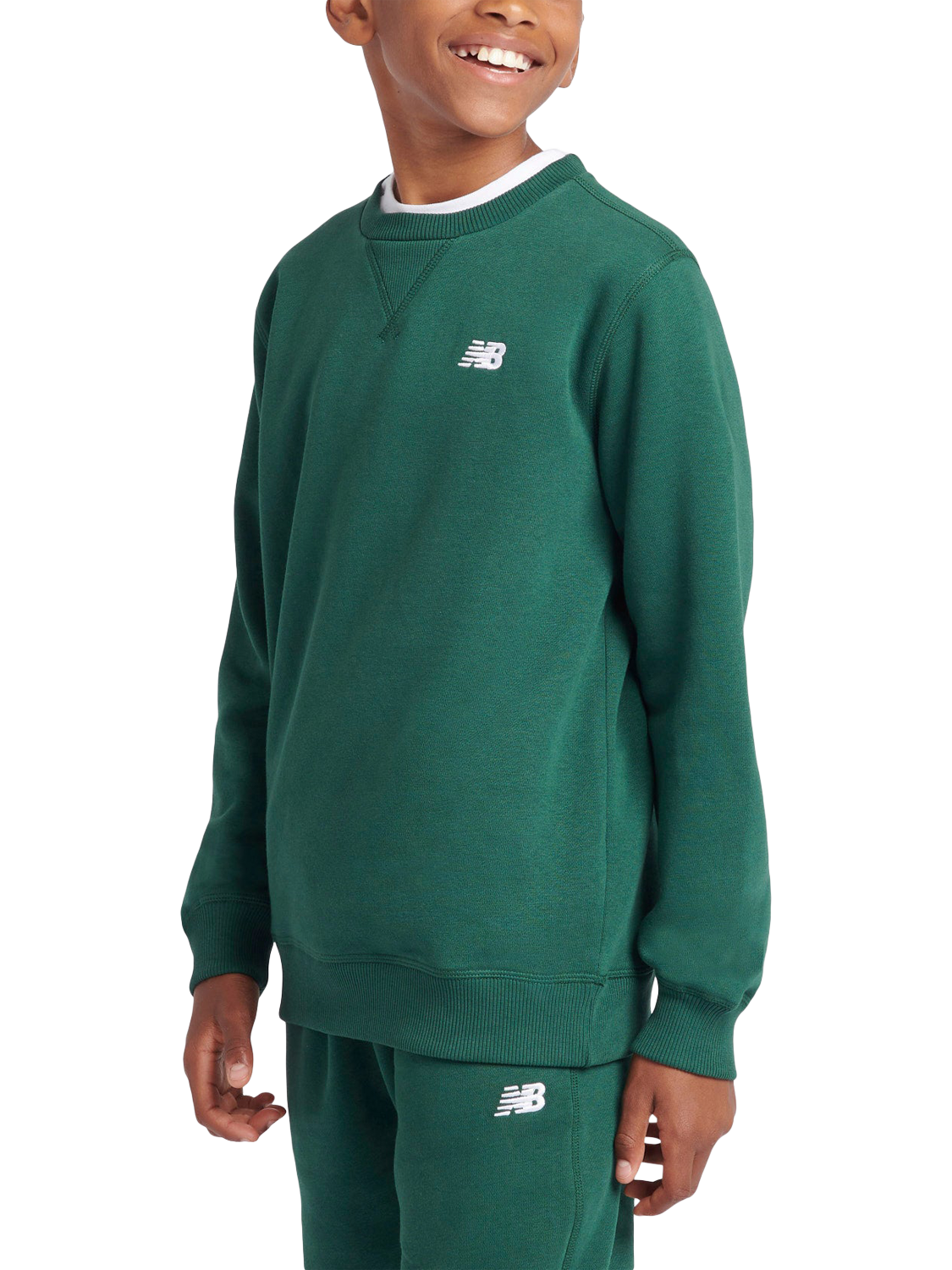 Product image 2 of 9, which shows New Balance Kids' Small Logo Sweatshirt, Nightwatch Green, 7-8 years