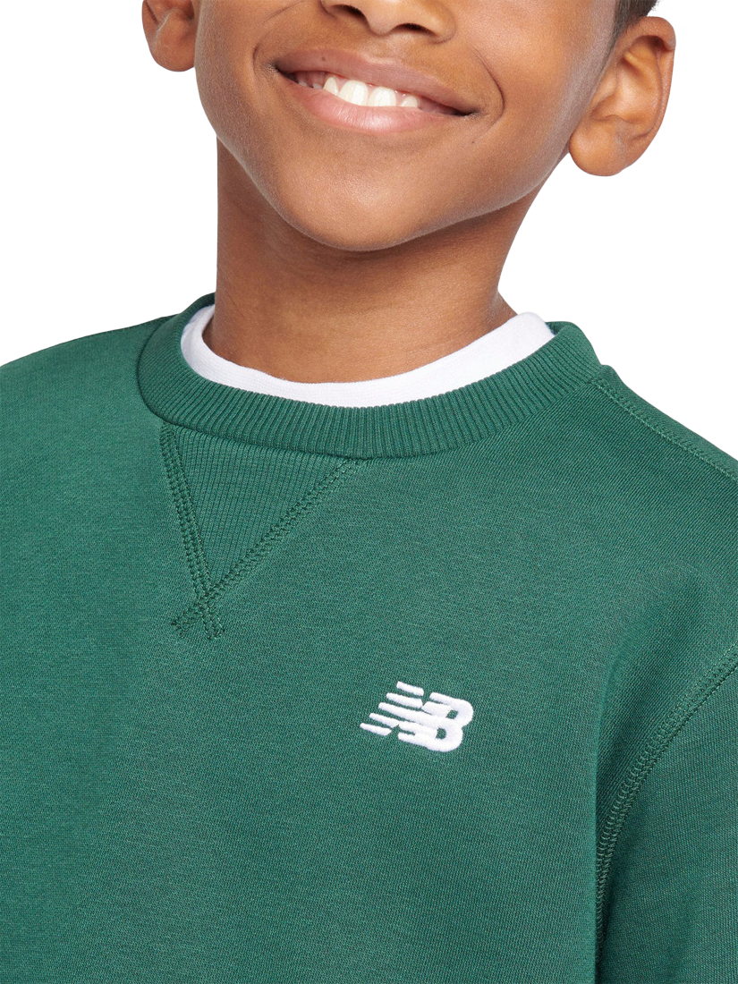 Product image 4 of 9, which shows New Balance Kids' Small Logo Sweatshirt, Nightwatch Green, 7-8 years