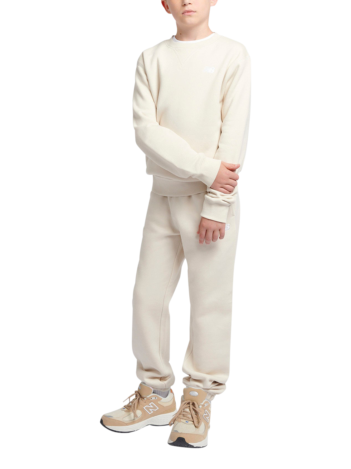 Product image 5 of 8, which shows New Balance Kids' Small Logo Crew Neck Sweatshirt, Linen, 7-8 years