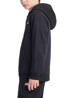 New Balance Kids' Brush Back Small Logo Hoodie - view 2, Caviar