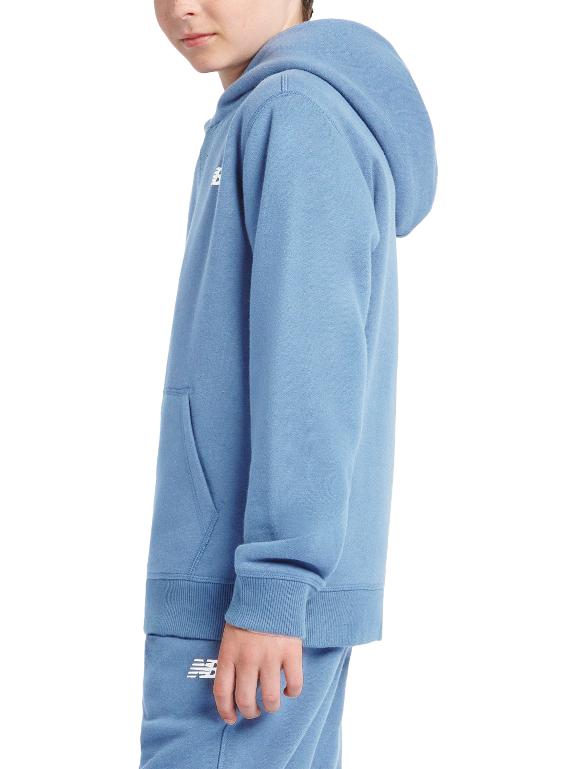 Product image 2 of 8, which shows New Balance Kids' Brush Back Small Logo Hoodie, Heron Blue, 7-8 years