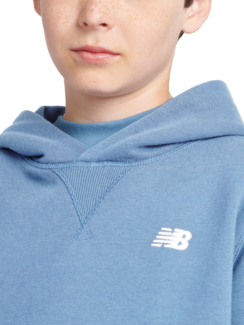 Product image 4 of 8, which shows New Balance Kids' Brush Back Small Logo Hoodie, Heron Blue, 7-8 years