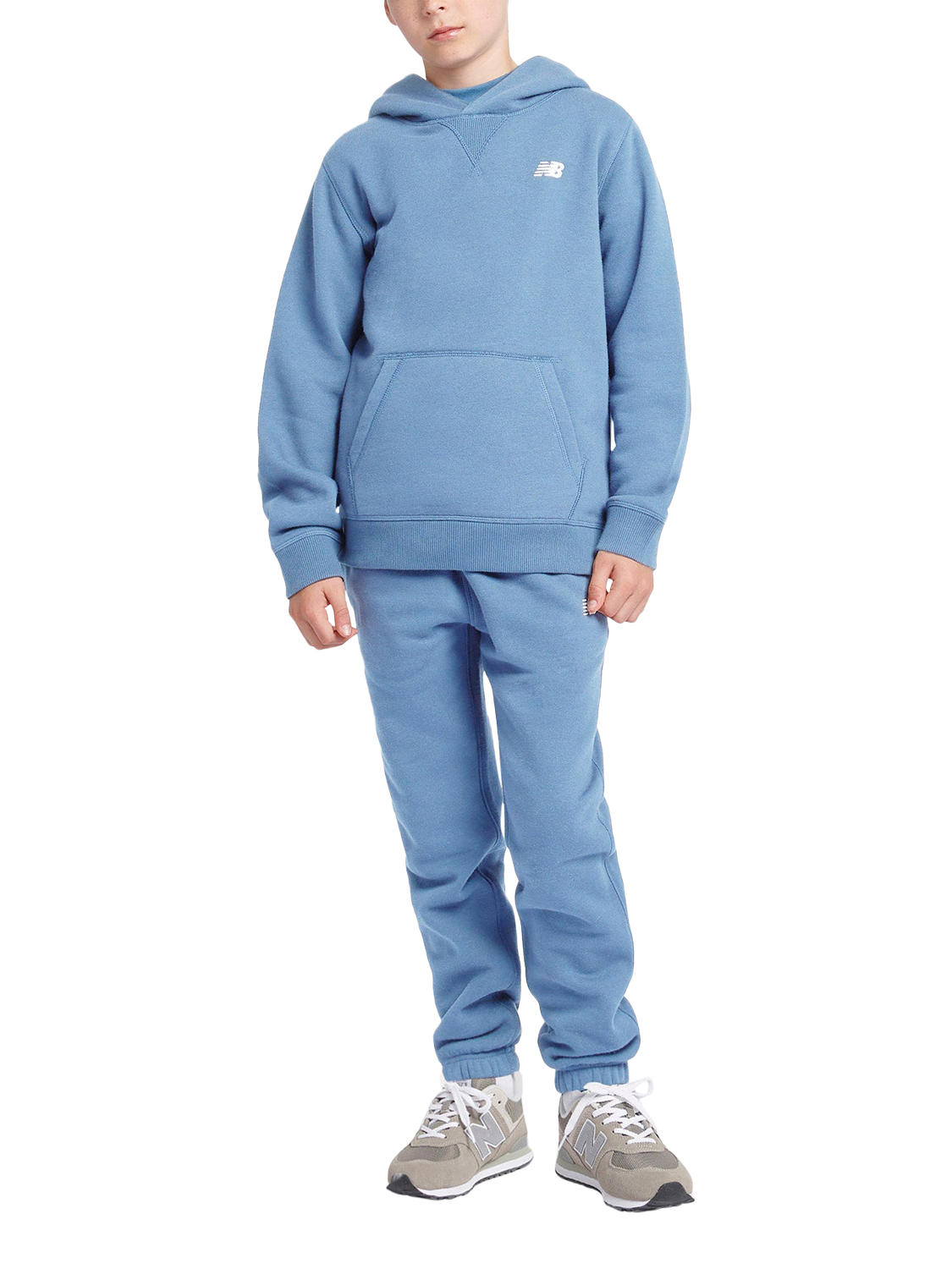 Product image 5 of 8, which shows New Balance Kids' Brush Back Small Logo Hoodie, Heron Blue, 7-8 years