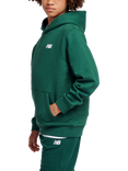 New Balance Kids' Brush Back Small Logo Hoodie, Nightwatch Green
