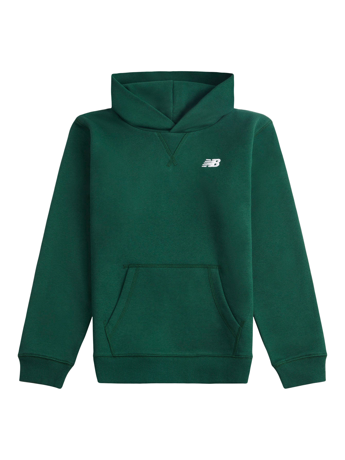 Product image 6 of 8, which shows New Balance Kids' Brush Back Small Logo Hoodie, Nightwatch Green, 7-8 years