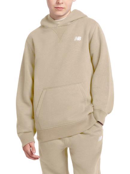 New Balance Kids' Brush Back Small Logo Hoodie, Stoneware