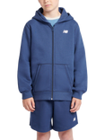 New Balance Kids' Small Logo Zip Up Hoodie, Navy