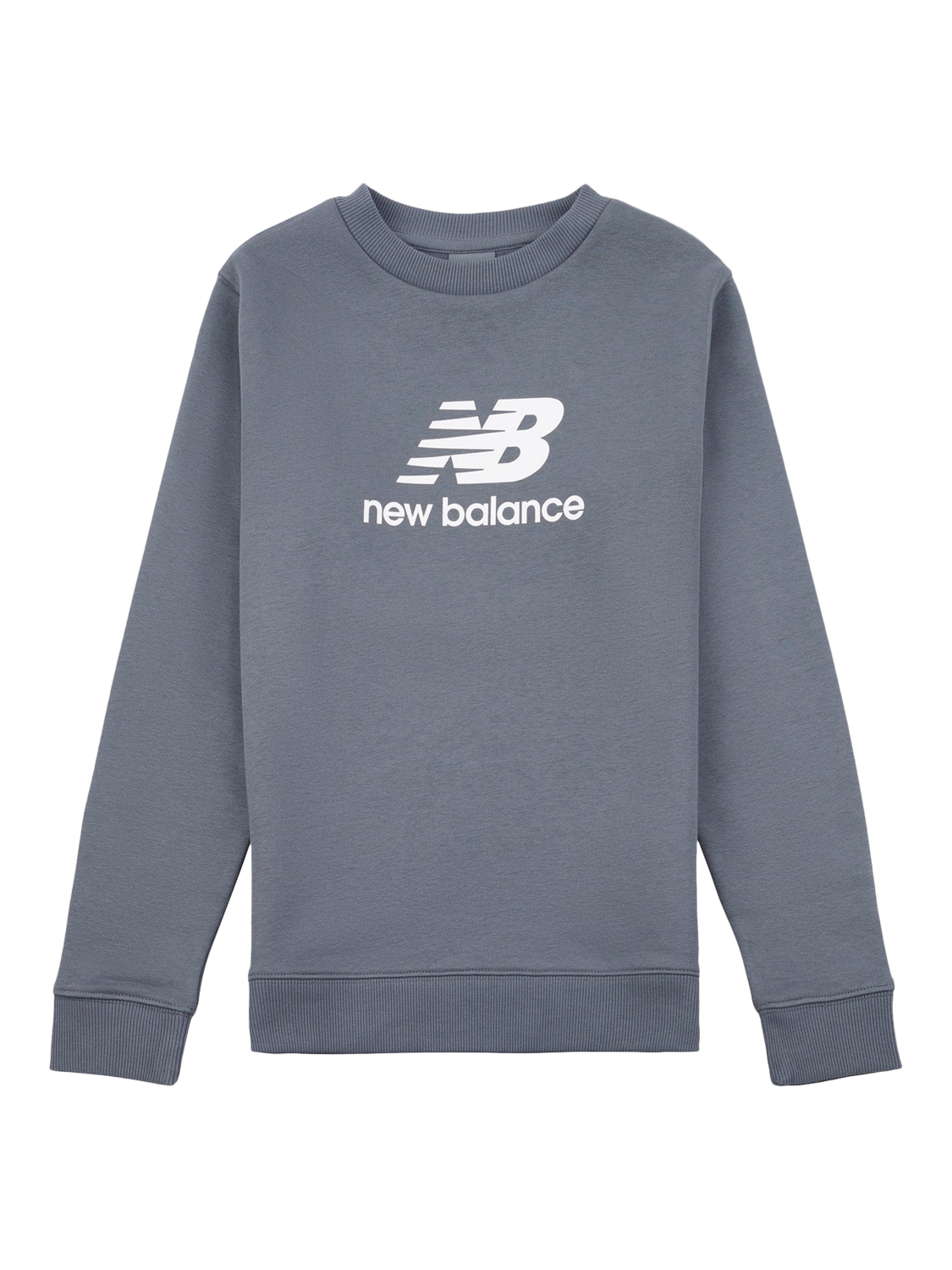 Product image 1 of 3, which shows New Balance Kids' Stacked Logo Crew Neck Sweatshirt, Graphite, 3-4 years