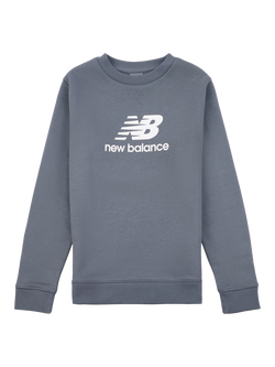 New Balance Kids' Stacked Logo Crew Neck Sweatshirt, Graphite