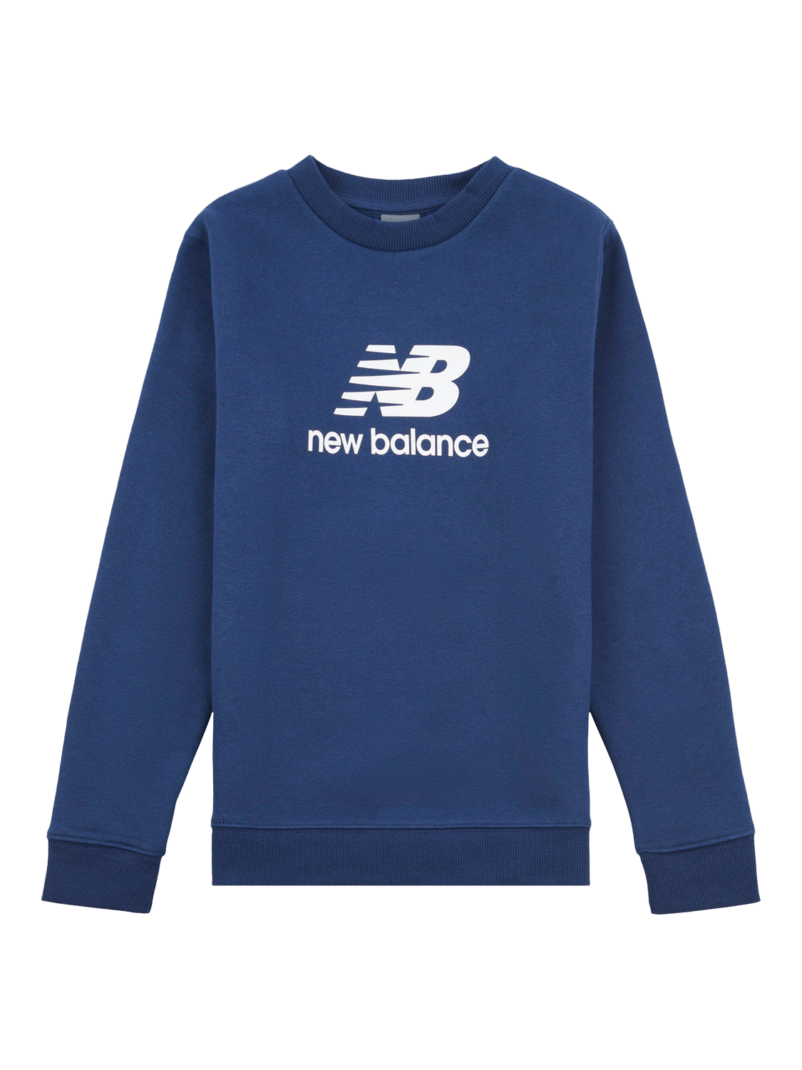 Product image 1 of 3, which shows New Balance Kids' Stacked Logo Crew Neck Sweatshirt, Navy, 3-4 years