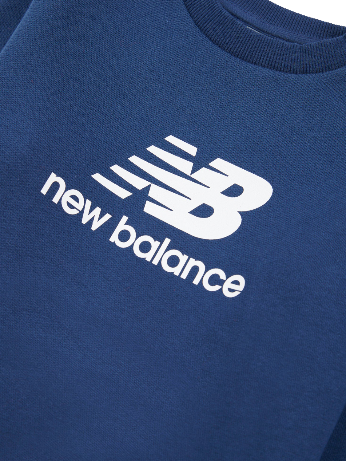 Product image 3 of 3, which shows New Balance Kids' Stacked Logo Crew Neck Sweatshirt, Navy, 3-4 years