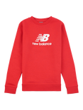 New Balance Kids' Stacked Logo Crew Neck Sweatshirt, Team Red