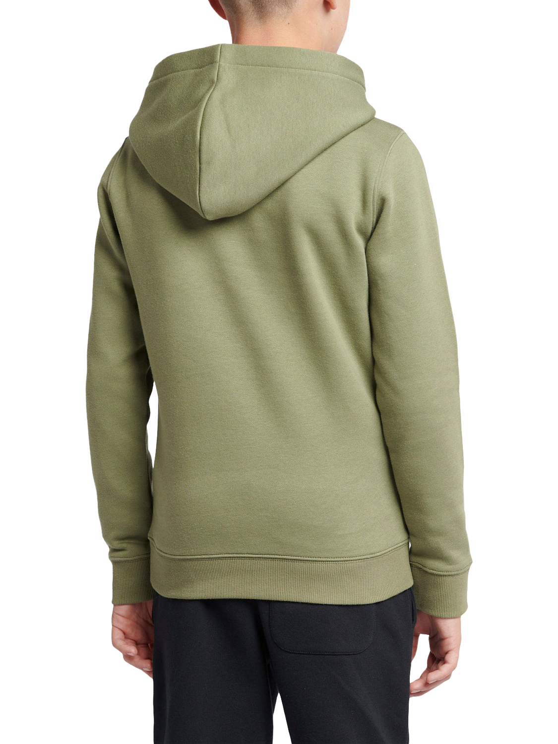 Product image 3 of 8, which shows New Balance Kids' Brush Back Stacked Logo Hoodie, Dark Olivine, 3-4 years