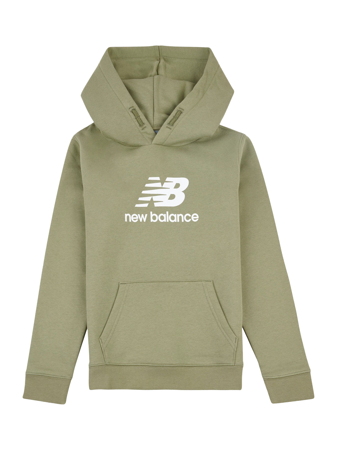 Product image 6 of 8, which shows New Balance Kids' Brush Back Stacked Logo Hoodie, Dark Olivine, 3-4 years