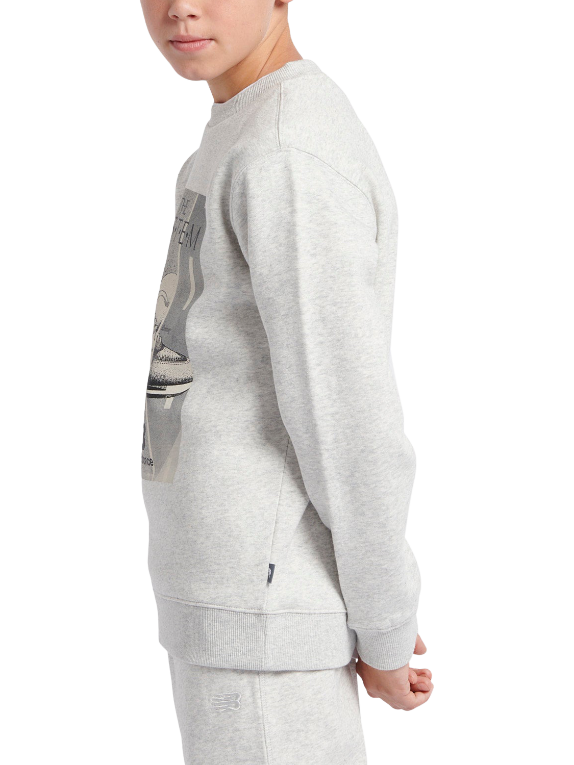 Product image 2 of 8, which shows New Balance Kids' The System Crew Sweatshirt, Ash Heather, 7-8 years