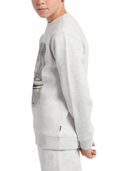 New Balance Kids' The System Crew Sweatshirt, Ash Heather - view 2, Ash Heather