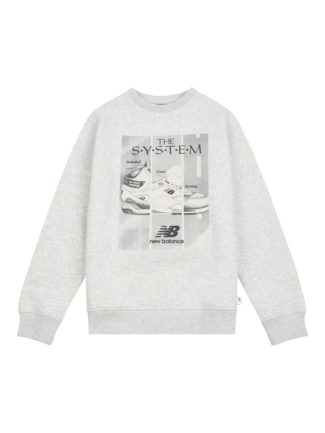 Product image 6 of 8, which shows New Balance Kids' The System Crew Sweatshirt, Ash Heather, 7-8 years