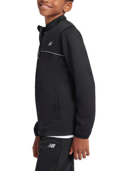 New Balance Kids' Tricot Zip Up Funnel Neck Jacket, Caviar - view 2, Caviar