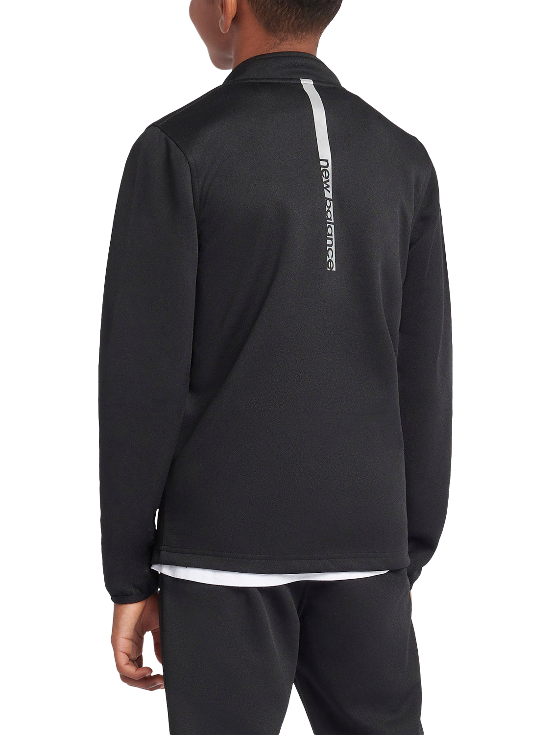 Product image 3 of 9, which shows New Balance Kids' Tricot Zip Up Funnel Neck Jacket, Caviar, 7-8 years