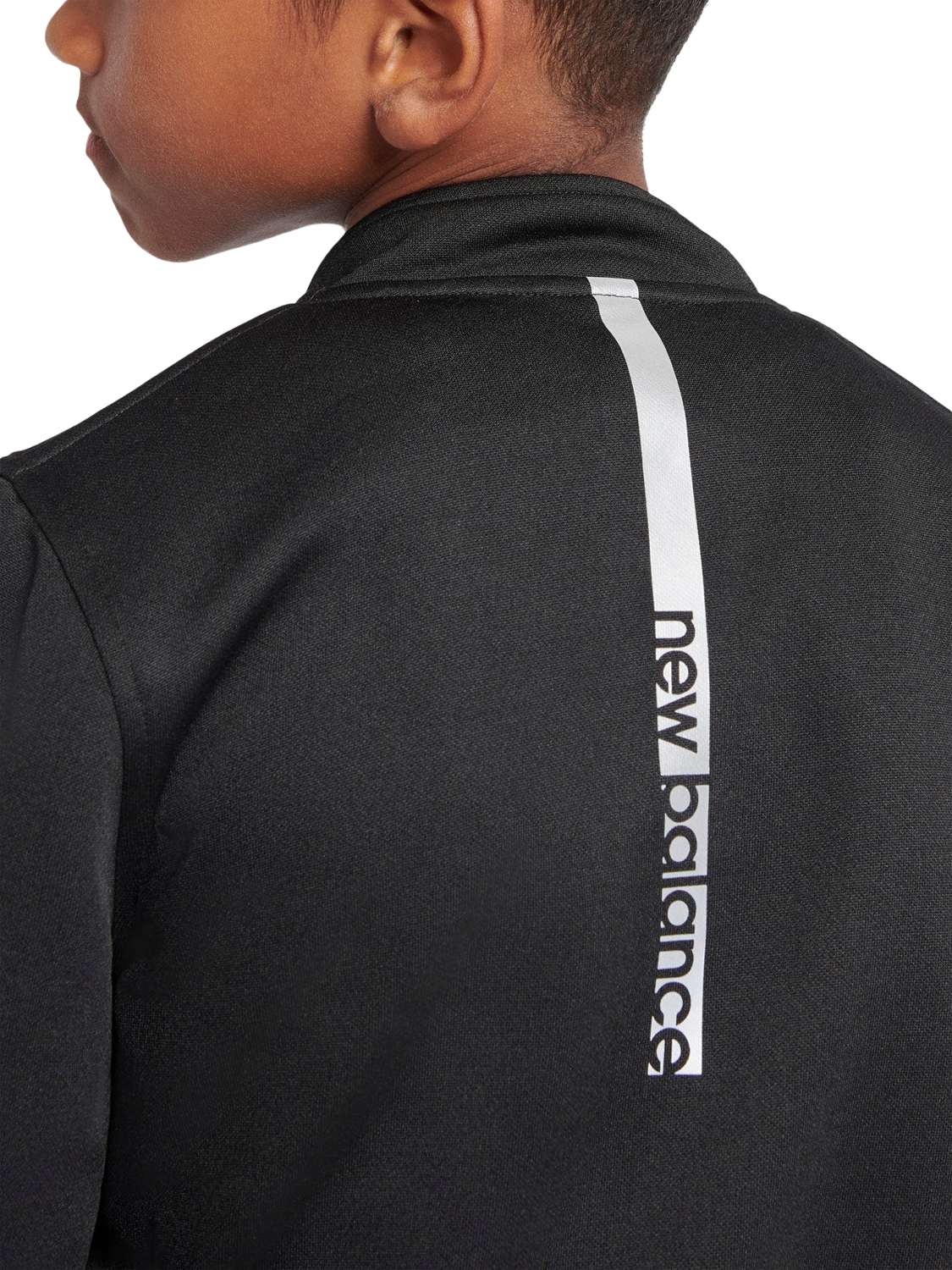 Product image 5 of 9, which shows New Balance Kids' Tricot Zip Up Funnel Neck Jacket, Caviar, 7-8 years