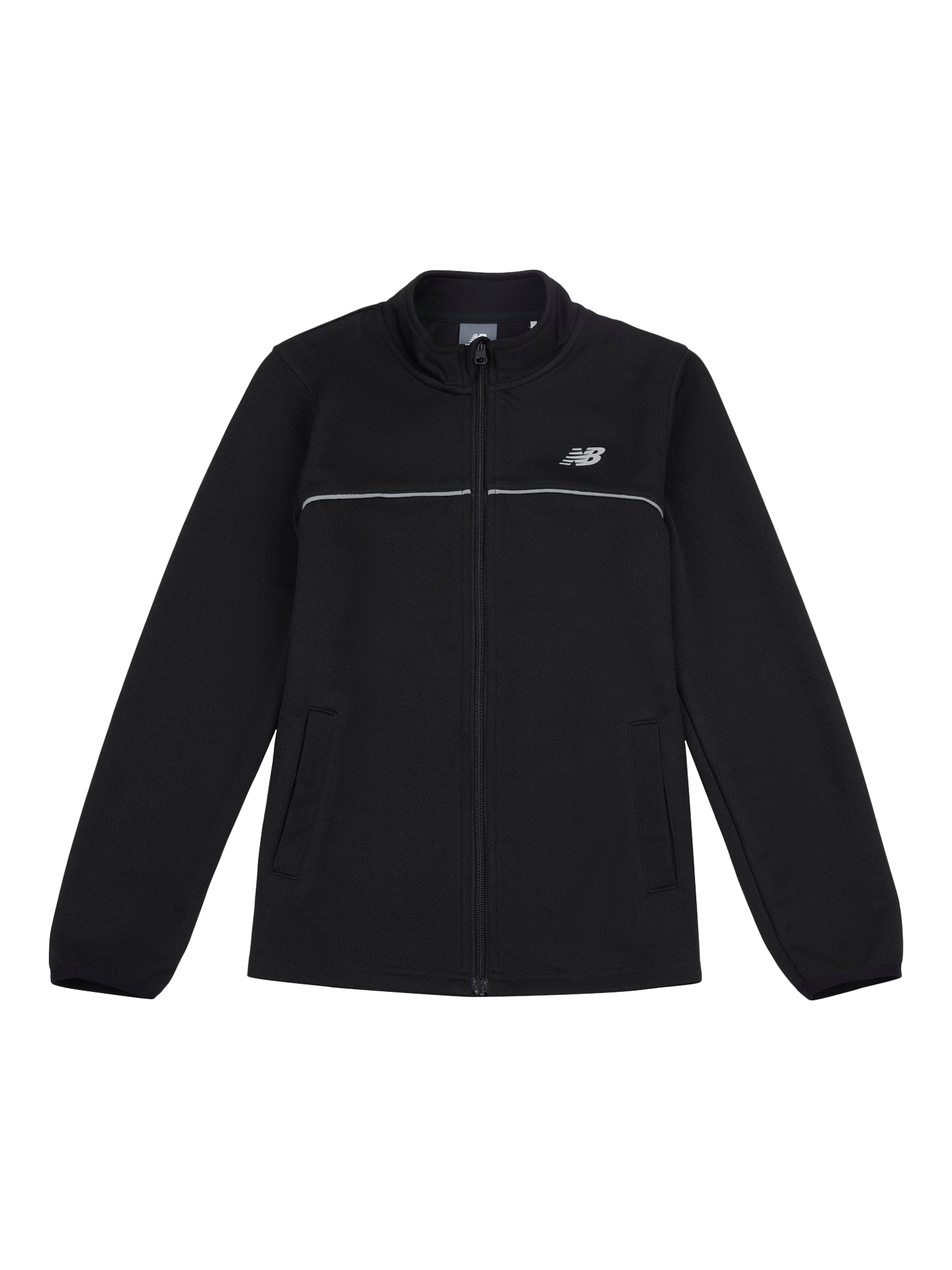 Product image 7 of 9, which shows New Balance Kids' Tricot Zip Up Funnel Neck Jacket, Caviar, 7-8 years