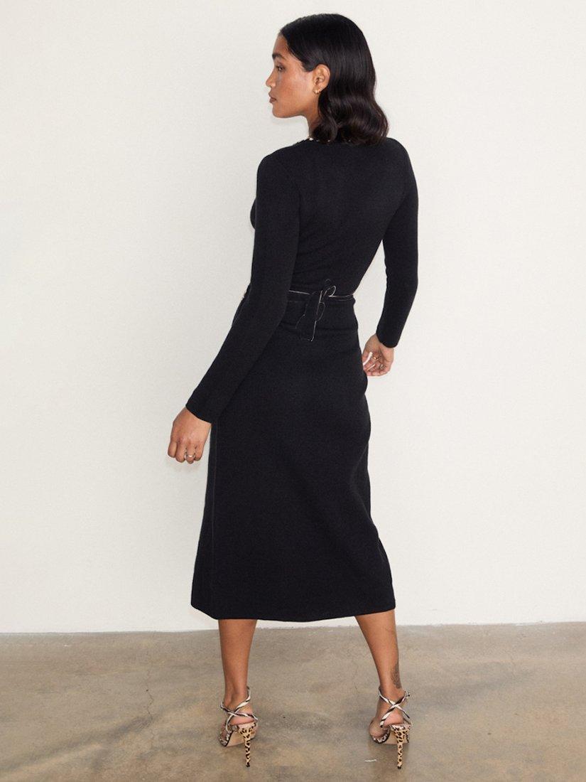 Product image 5 of 10, which shows Never Fully Dressed Contrast Loop Luxe Knit Dress, Black, S