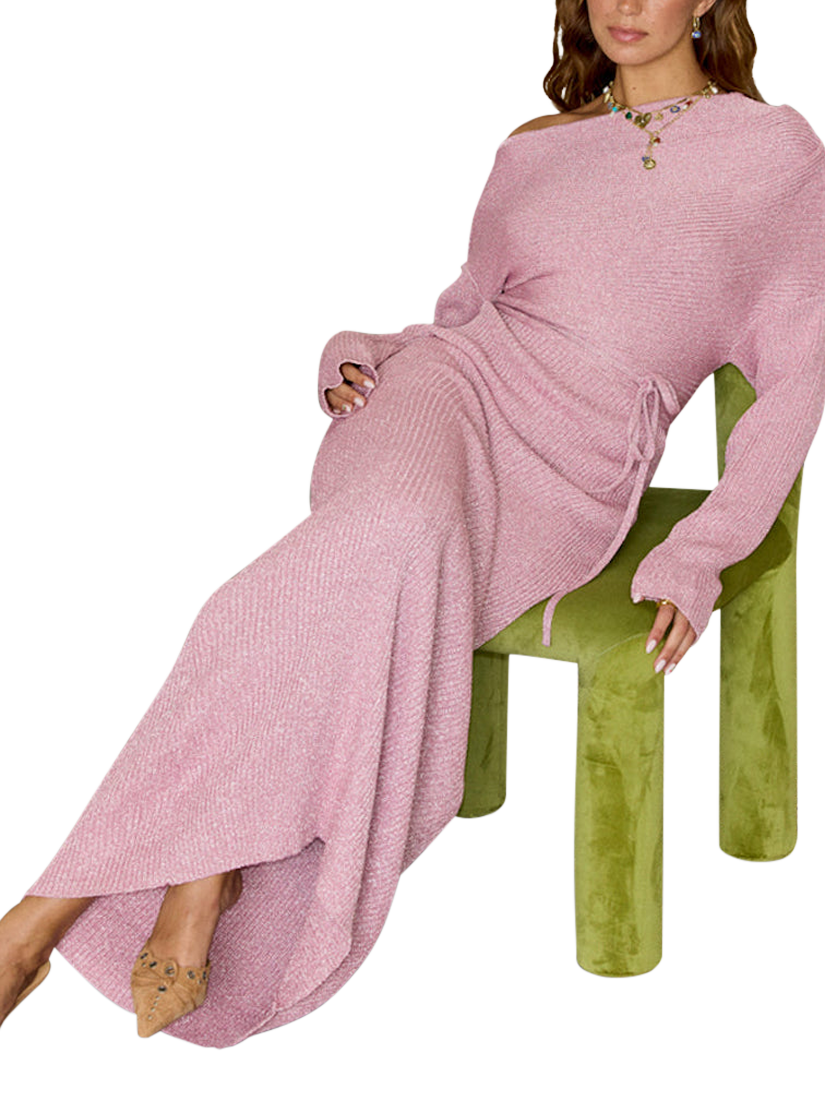 Product image 3 of 9, which shows Never Fully Dressed Tilly Rib Knit Dress, Pink, S