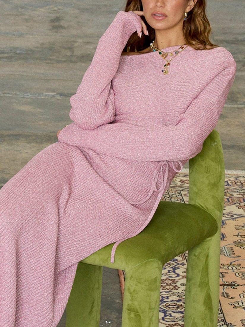 Product image 5 of 9, which shows Never Fully Dressed Tilly Rib Knit Dress, Pink, S