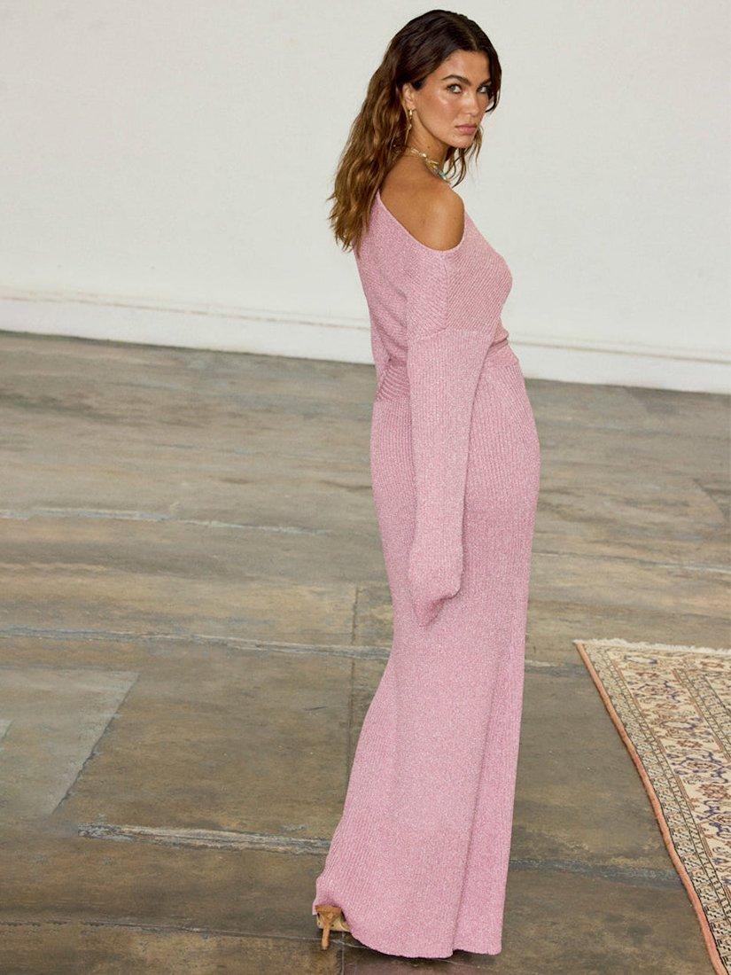 Product image 2 of 9, which shows Never Fully Dressed Tilly Rib Knit Dress, Pink, S