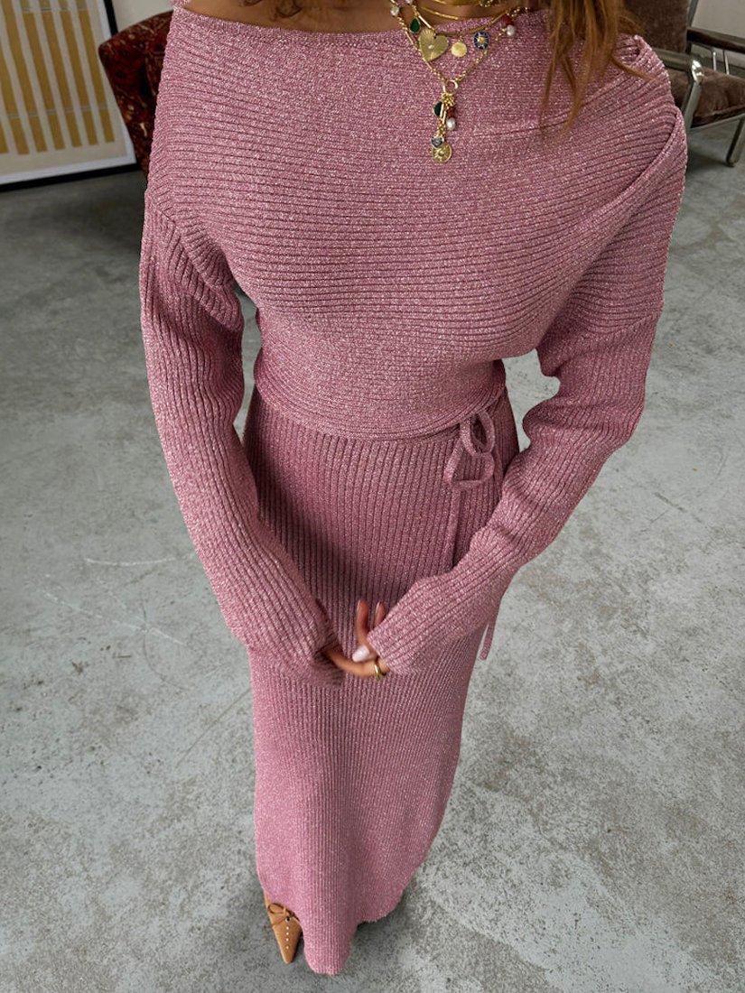 Product image 8 of 9, which shows Never Fully Dressed Tilly Rib Knit Dress, Pink, S