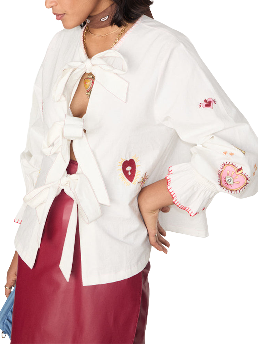Product image 7 of 7, which shows Never Fully Dressed Mystical Embroidered Shirt, White, 22
