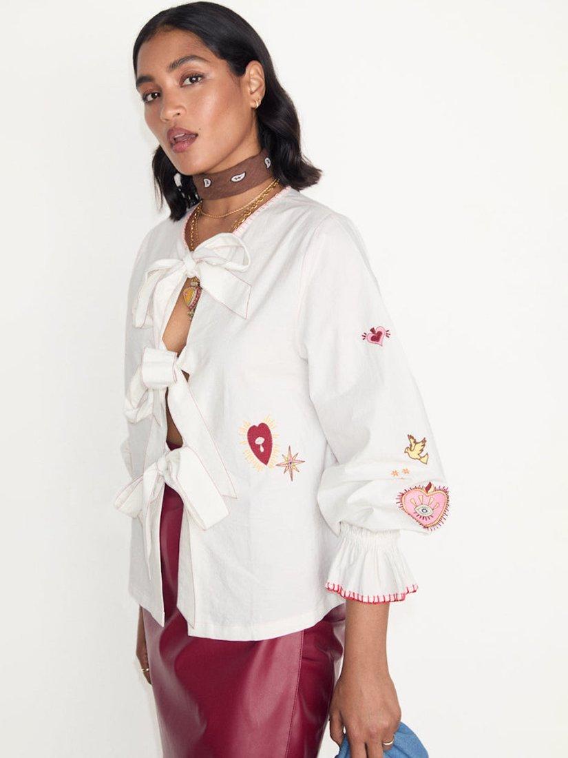 Product image 1 of 7, which shows Never Fully Dressed Mystical Embroidered Shirt, White, 22