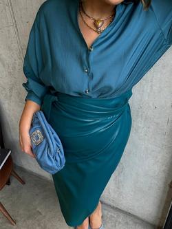 Never Fully Dressed Jaspre Faux Leather Skirt - view 2, Blue