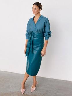 Never Fully Dressed Jaspre Faux Leather Skirt, Blue