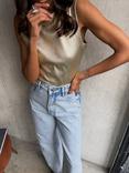 Never Fully Dressed Metallic Ribbed Tank Top, Gold