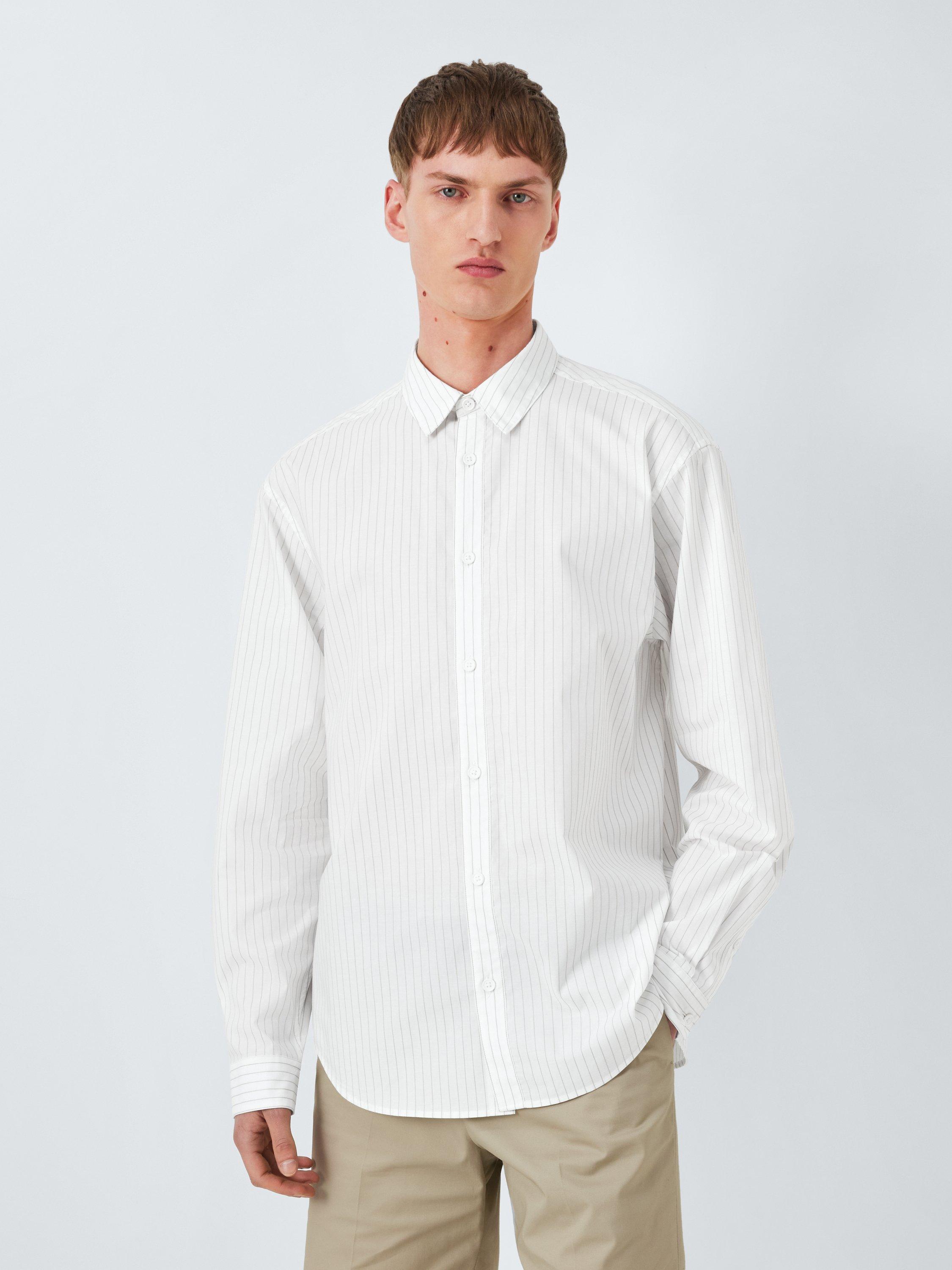 Product image 1 of 6, which shows Kin Cotton Stripe Shirt, Cloud Dancer, M