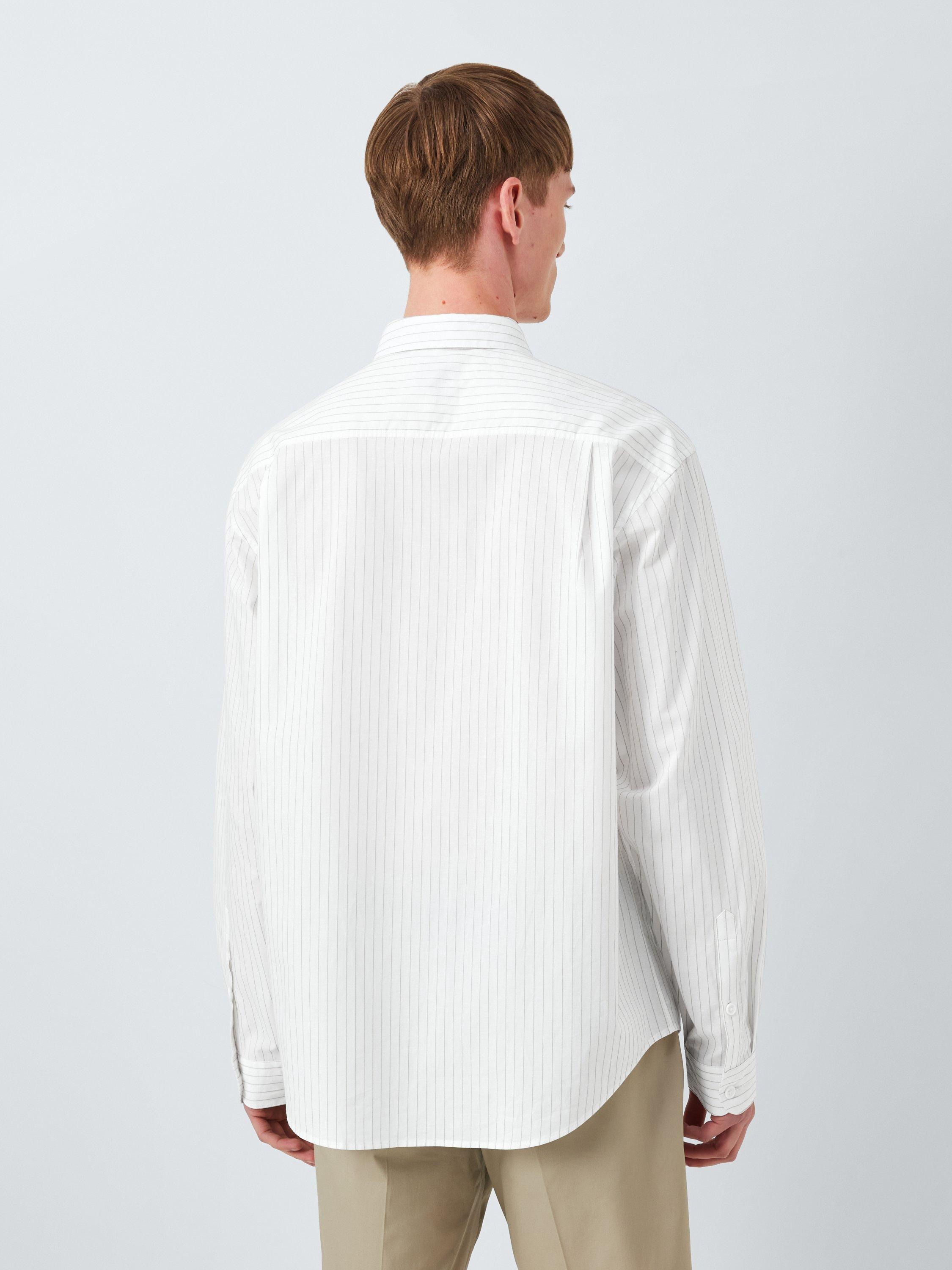 Product image 2 of 6, which shows Kin Cotton Stripe Shirt, Cloud Dancer, M