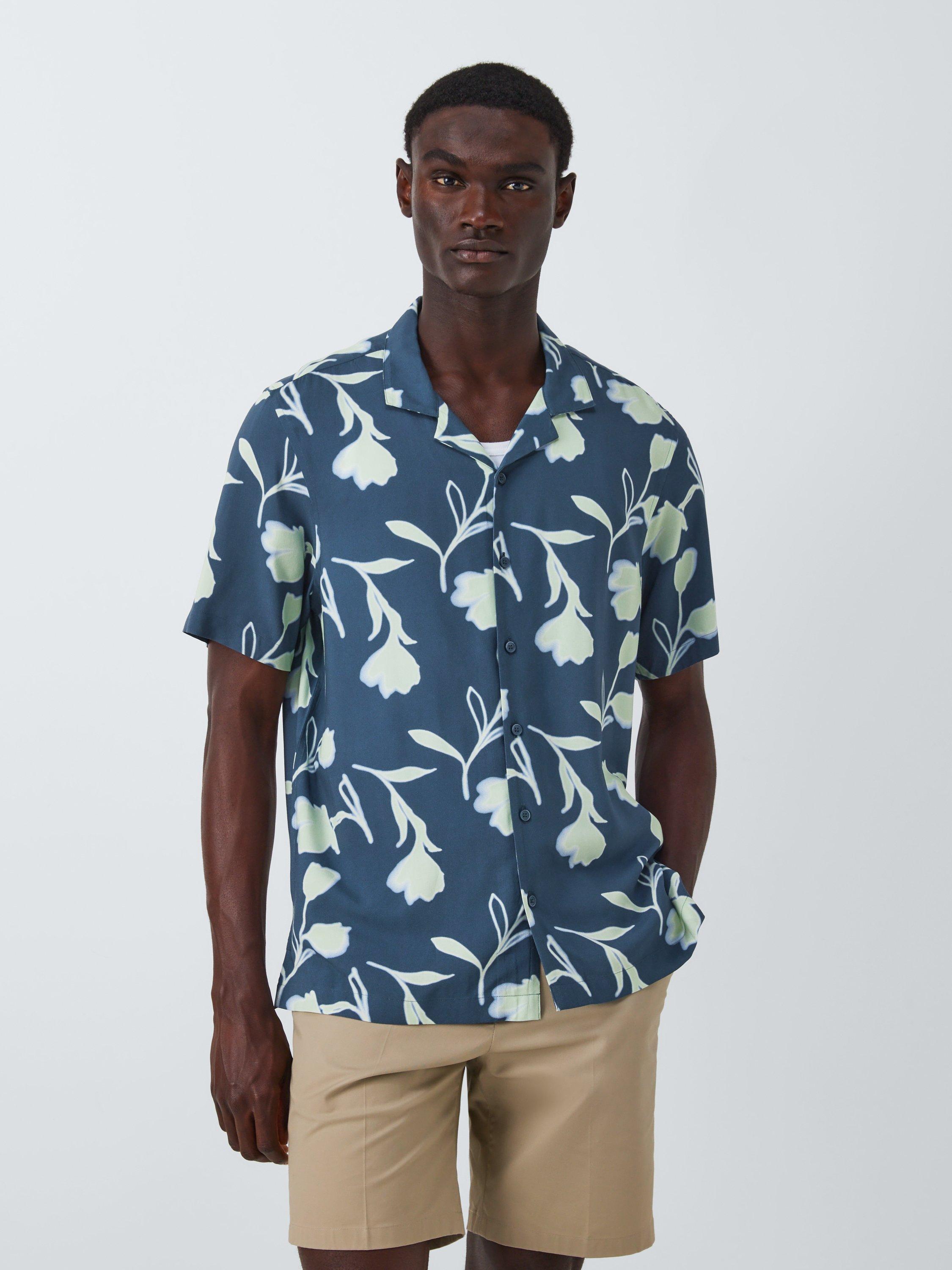Product image 1 of 6, which shows Kin Cotton Blend Regular Fit Glow Floral Shirt, Orion Blue, XL