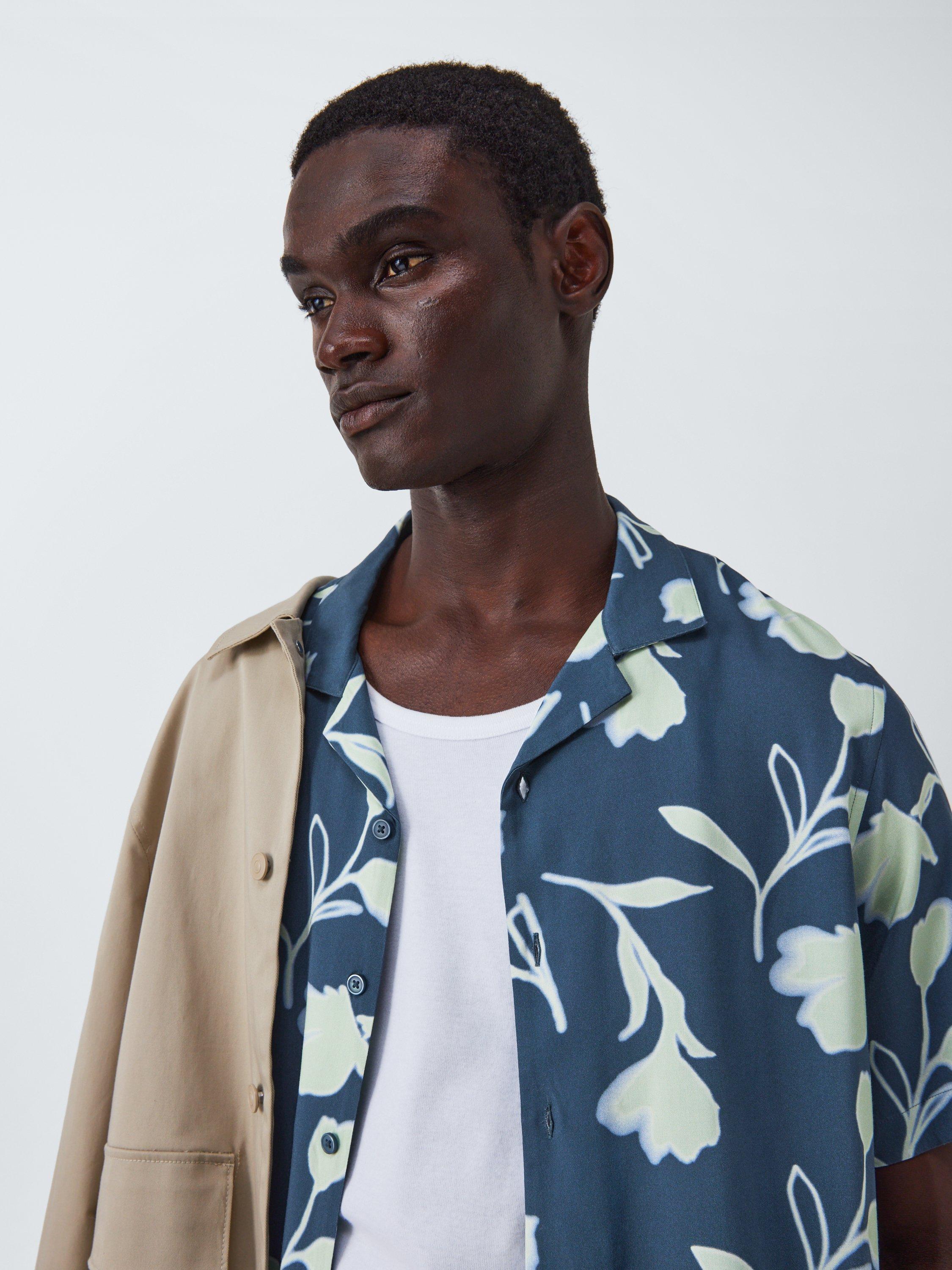 Product image 5 of 6, which shows Kin Cotton Blend Regular Fit Glow Floral Shirt, Orion Blue, XL